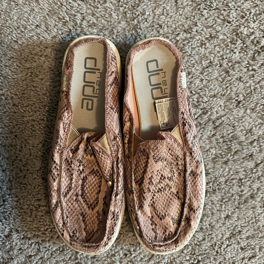 Hey Dude pink Snake Pattern Loafers